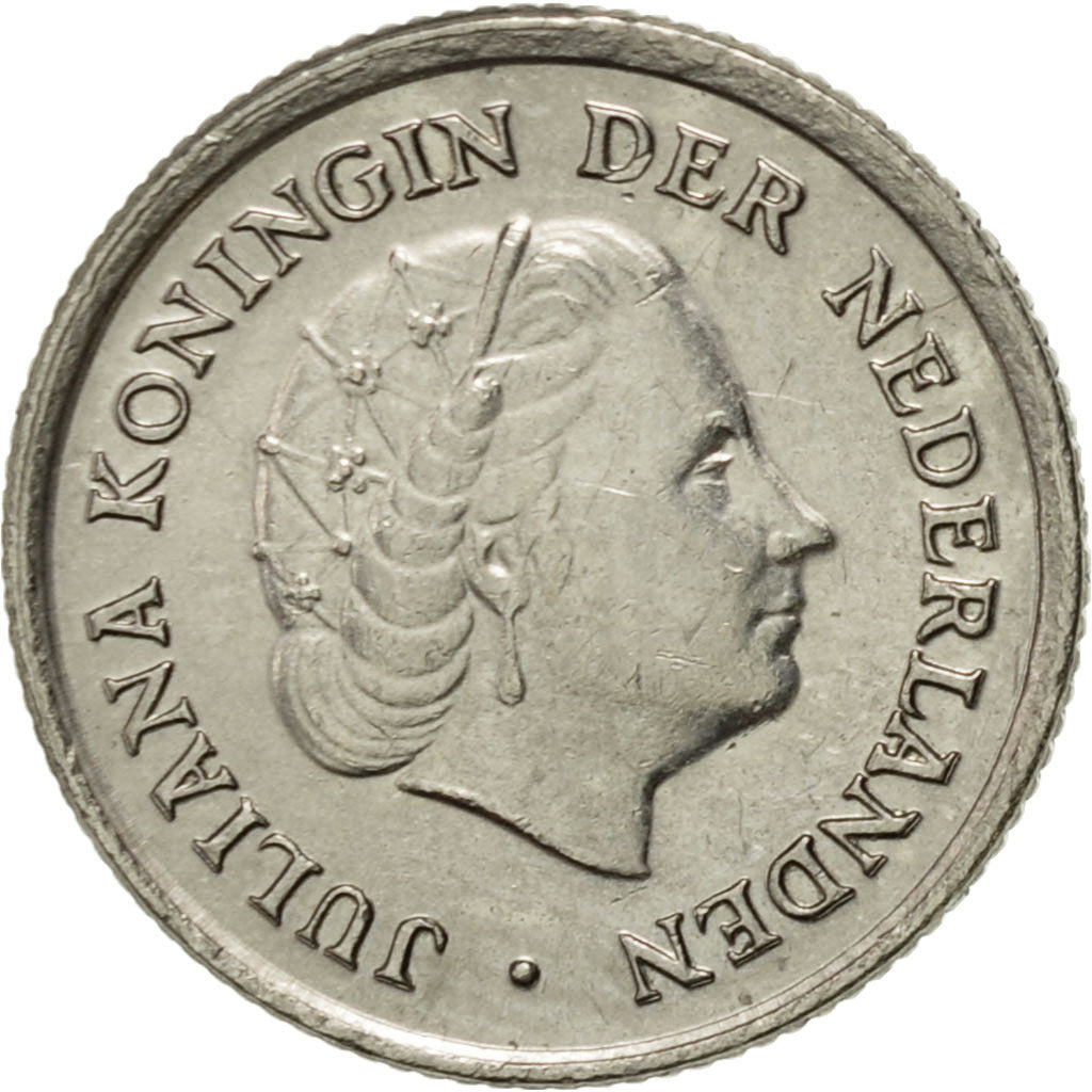 Moneta, Holandia, Juliana, 10 Cents, 1974, AU(55-58), Nikiel, KM:182