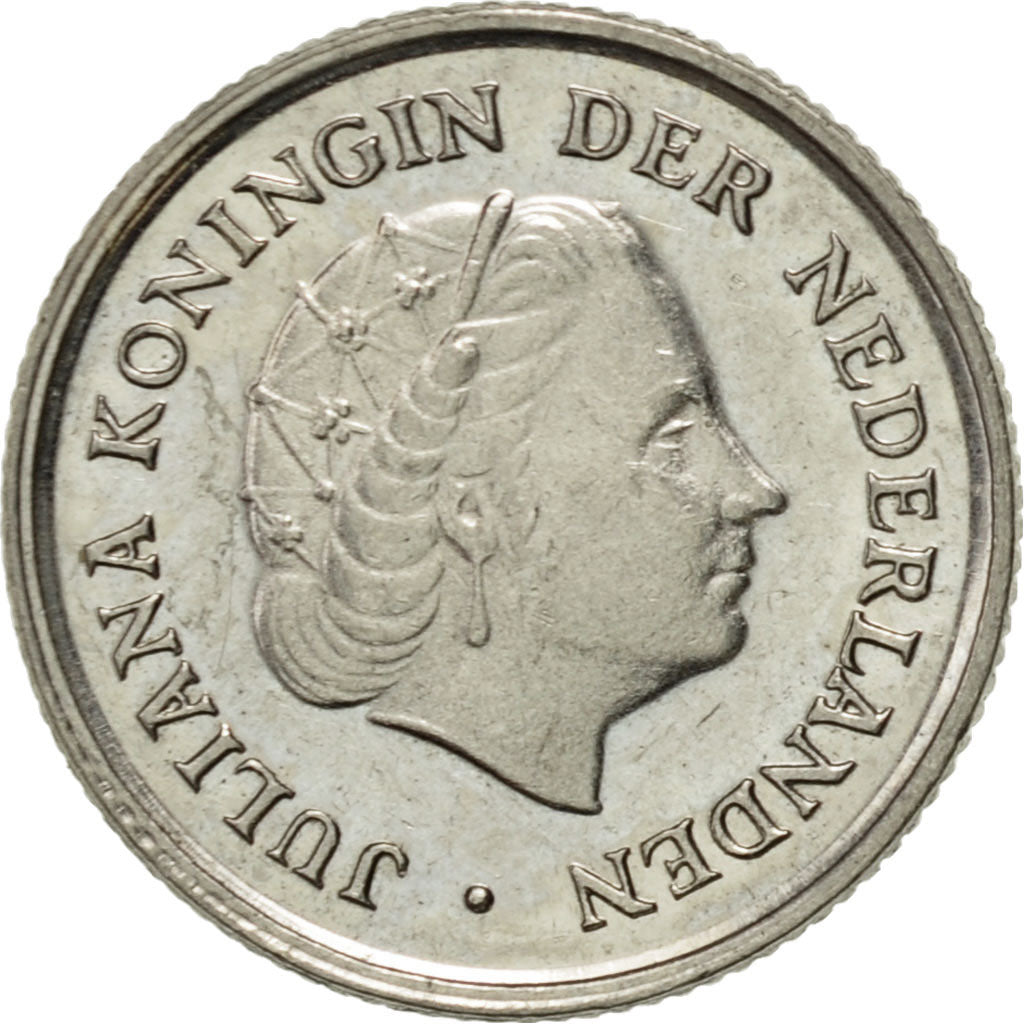 Coin, Netherlands, Juliana, 10 Cents, 1972, AU(55-58), Nickel, KM:182