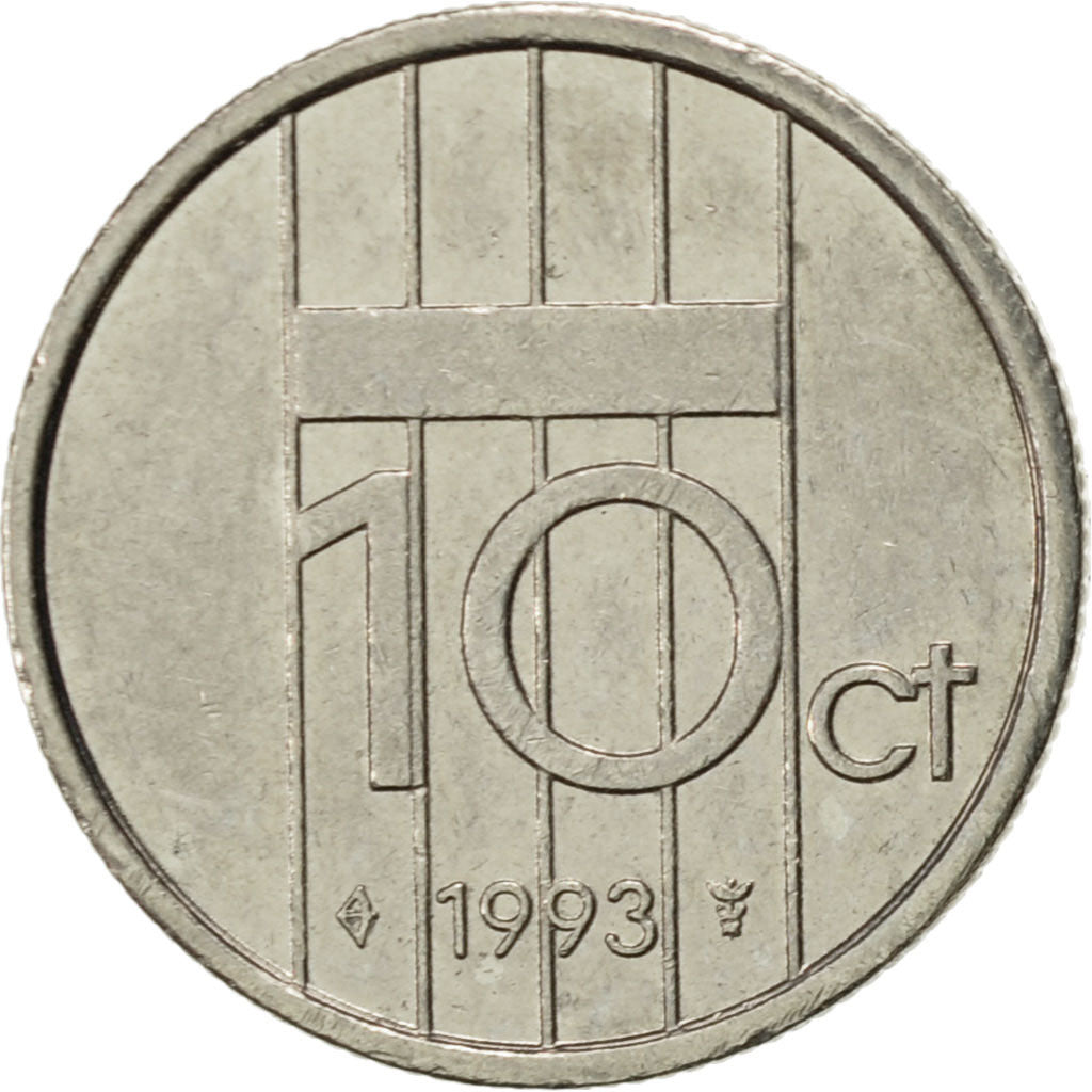Coin, Netherlands, Beatrix, 10 Cents, 1993, AU(55-58), Nickel, KM:203