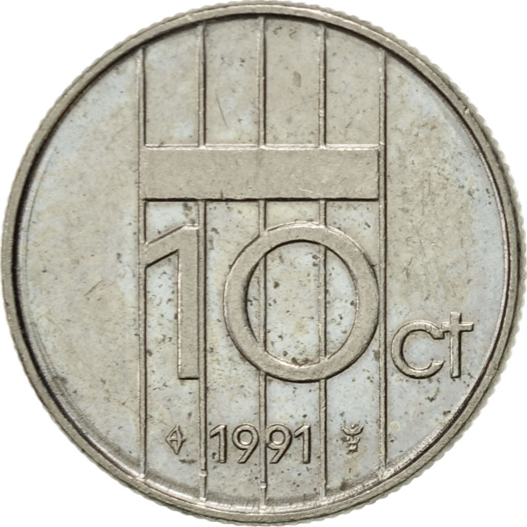 Monnaie, Pays-Bas, Beatrix, 10 Cents, 1991, SUP, Nickel, KM:203