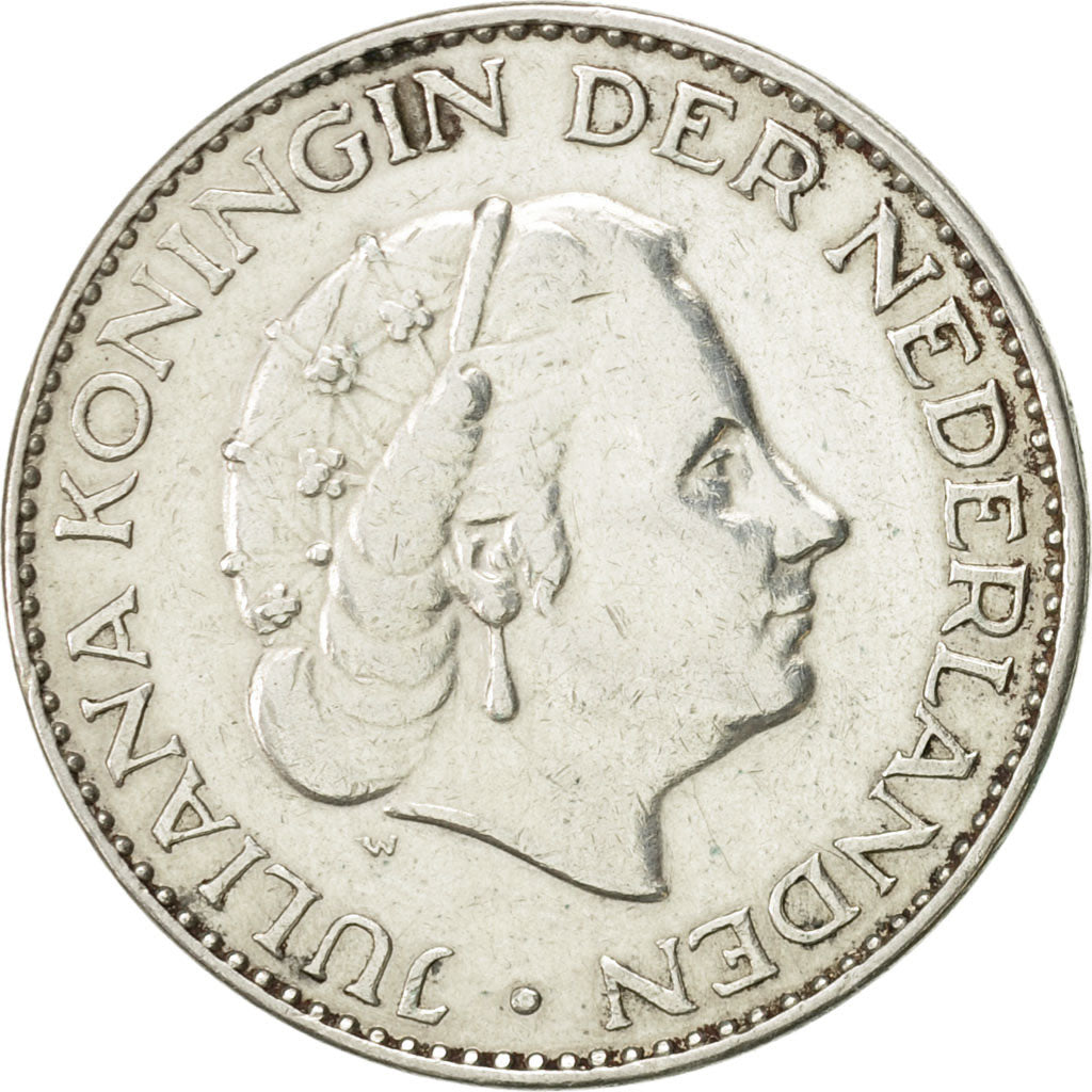 Coin, Netherlands, Juliana, Gulden, 1965, AU(55-58), Silver, KM:184