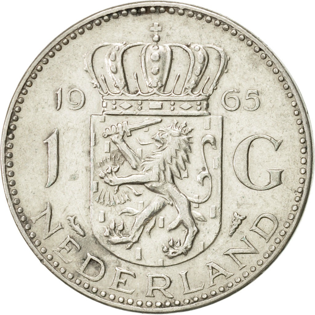 Coin, Netherlands, Juliana, Gulden, 1965, AU(55-58), Silver, KM:184