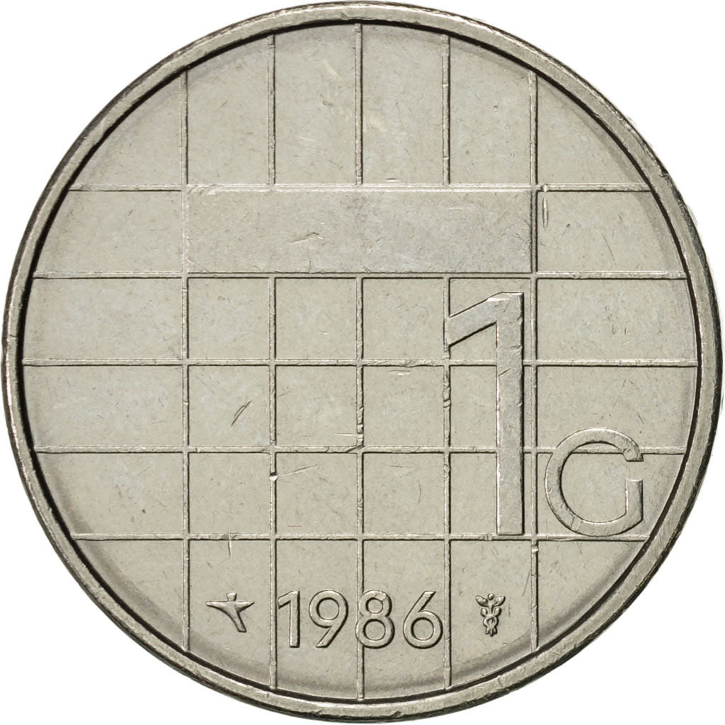 Coin, Netherlands, Beatrix, Gulden, 1986, AU(50-53), Nickel, KM:205