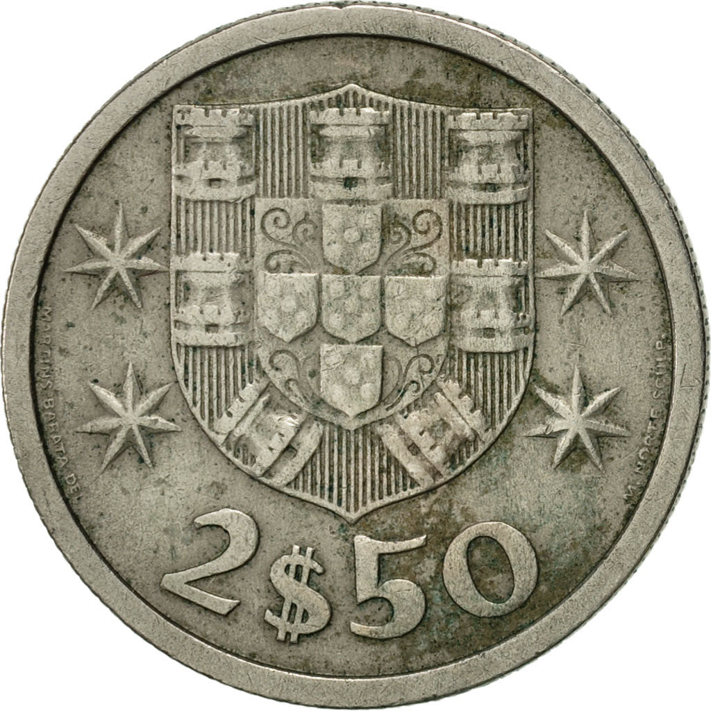 Coin, Portugal, 2-1/2 Escudos, 1971, AU(50-53), Copper-nickel, KM:590