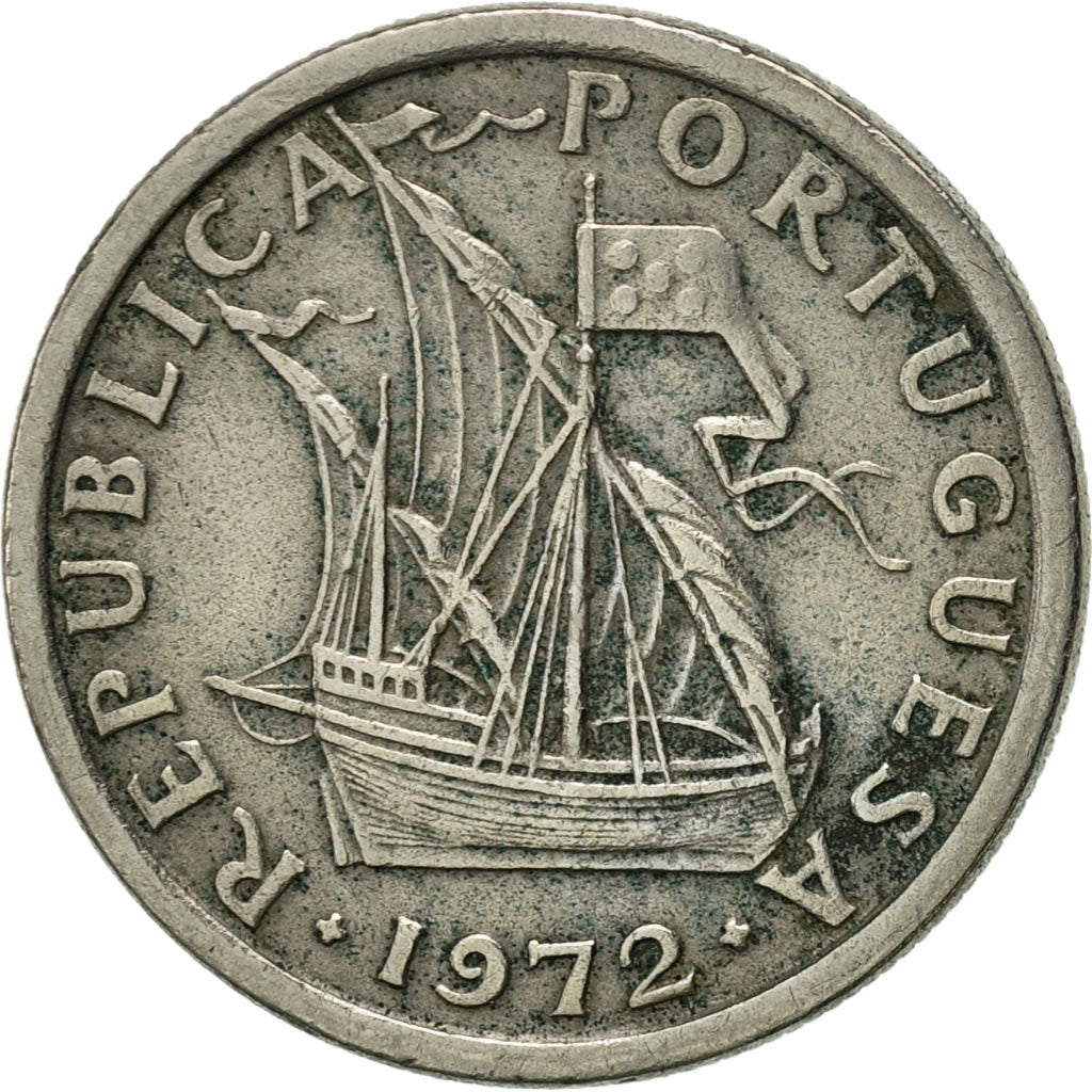 Portugal, 2-1/2 Escudos, 1972, AU(50-53), Copper-nickel, KM:590