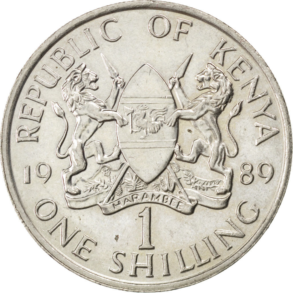 KENYA, Shilling, 1989, British Royal Mint, KM #20, MS(60-62), Copper-Nickel,...