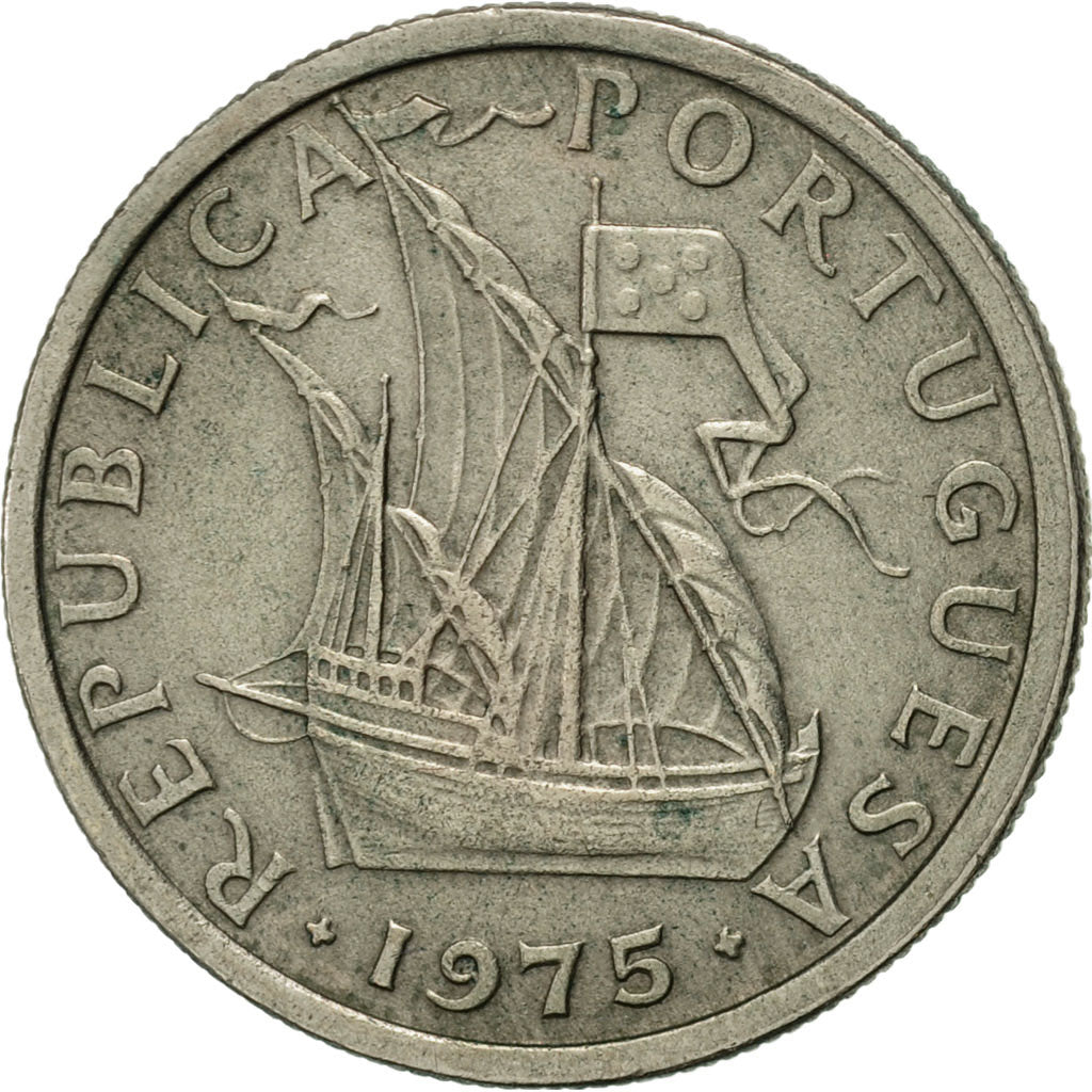 Münze, Portugal, 2-1/2 Escudos, 1975, SS+, Copper-nickel, KM:590