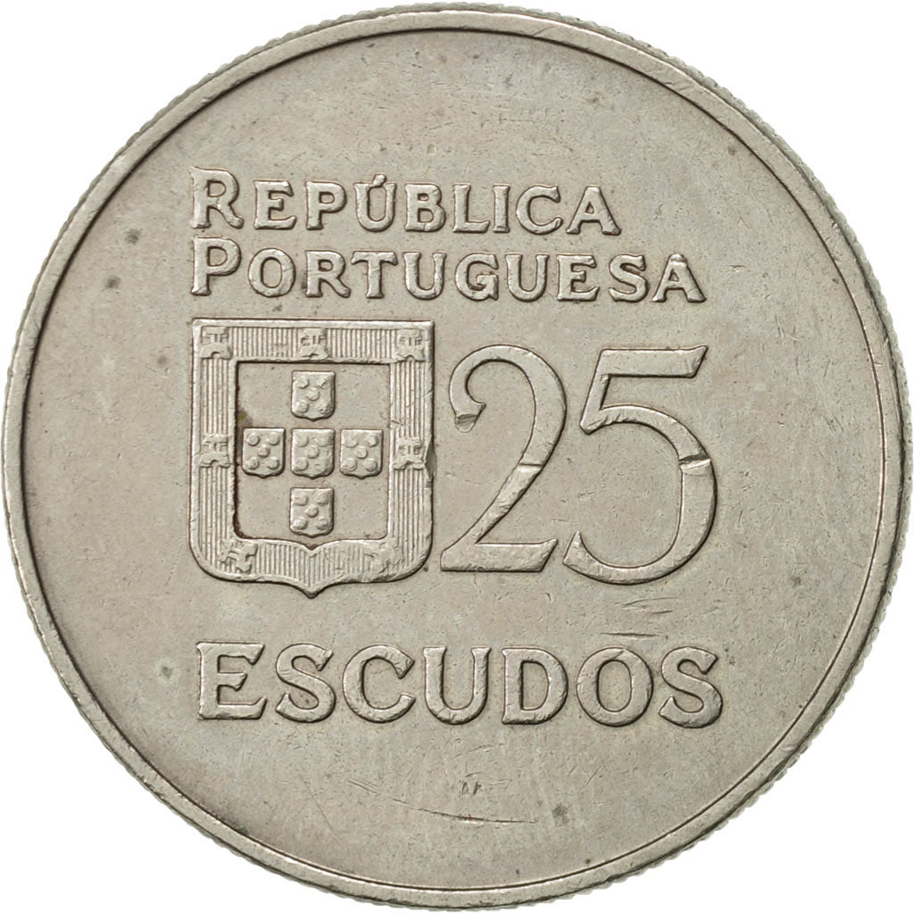 Coin, Portugal, 25 Escudos, 1982, EF(40-45), Copper-nickel, KM:607a