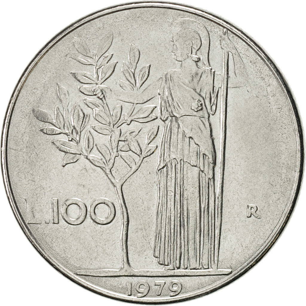 Coin, Italy, 100 Lire, 1979, Rome, AU(55-58), Stainless Steel, KM:96.1