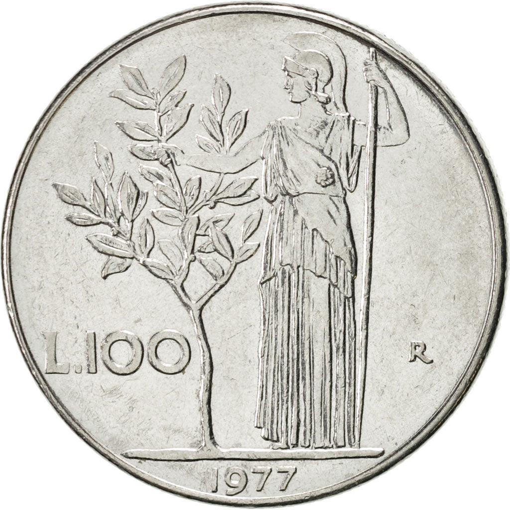 Monnaie, Italie, 100 Lire, 1977, Rome, SUP, Stainless Steel, KM:96.1