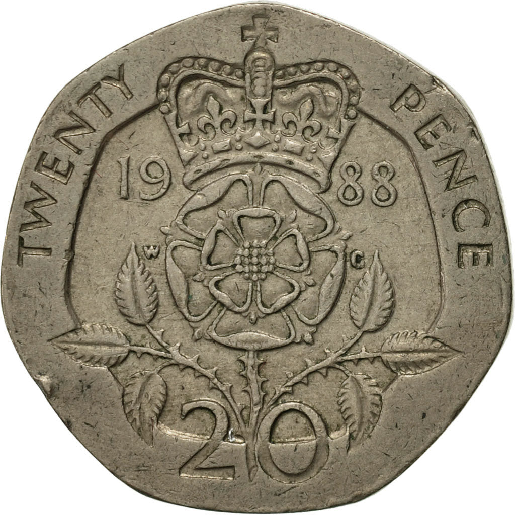 Coin, Great Britain, Elizabeth II, 20 Pence, 1988, EF(40-45), Copper-nickel
