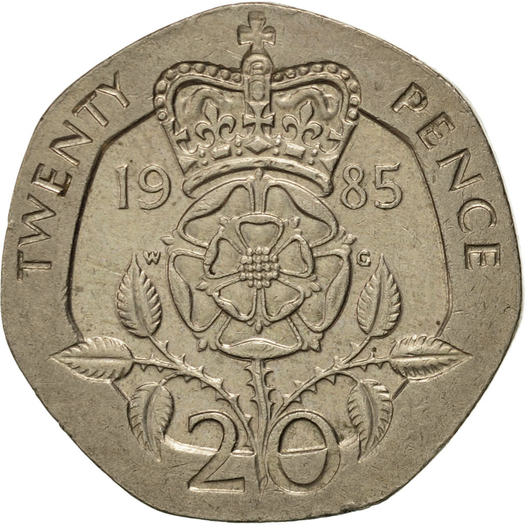 Coin, Great Britain, Elizabeth II, 20 Pence, 1985, AU(50-53), Copper-nickel