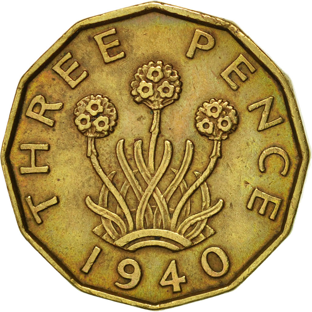 Coin, Great Britain, George VI, 3 Pence, 1940, AU(50-53), Nickel-brass, KM:849