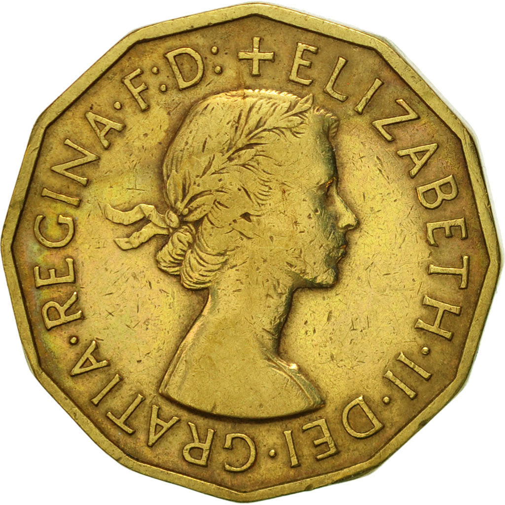 Münze, Großbritannien, Elizabeth II, 3 Pence, 1955, SS+, Nickel-brass, KM:900