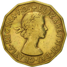 Münze, Großbritannien, Elizabeth II, 3 Pence, 1955, SS+, Nickel-brass, KM:900