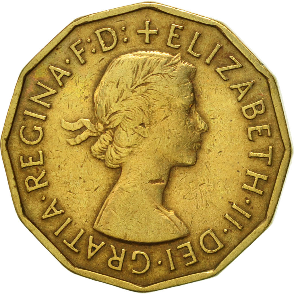Moneta, Gran Bretagna, Elizabeth II, 3 Pence, 1954, BB+, Nichel-ottone, KM:900