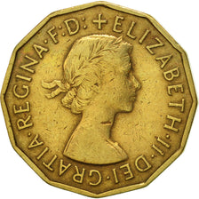 Monnaie, Grande-Bretagne, Elizabeth II, 3 Pence, 1954, TTB+, Nickel-brass
