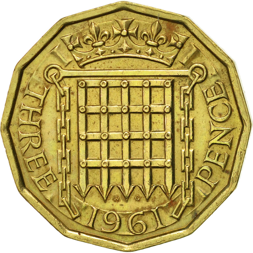 Monnaie, Grande-Bretagne, Elizabeth II, 3 Pence, 1961, TTB+, Nickel-brass
