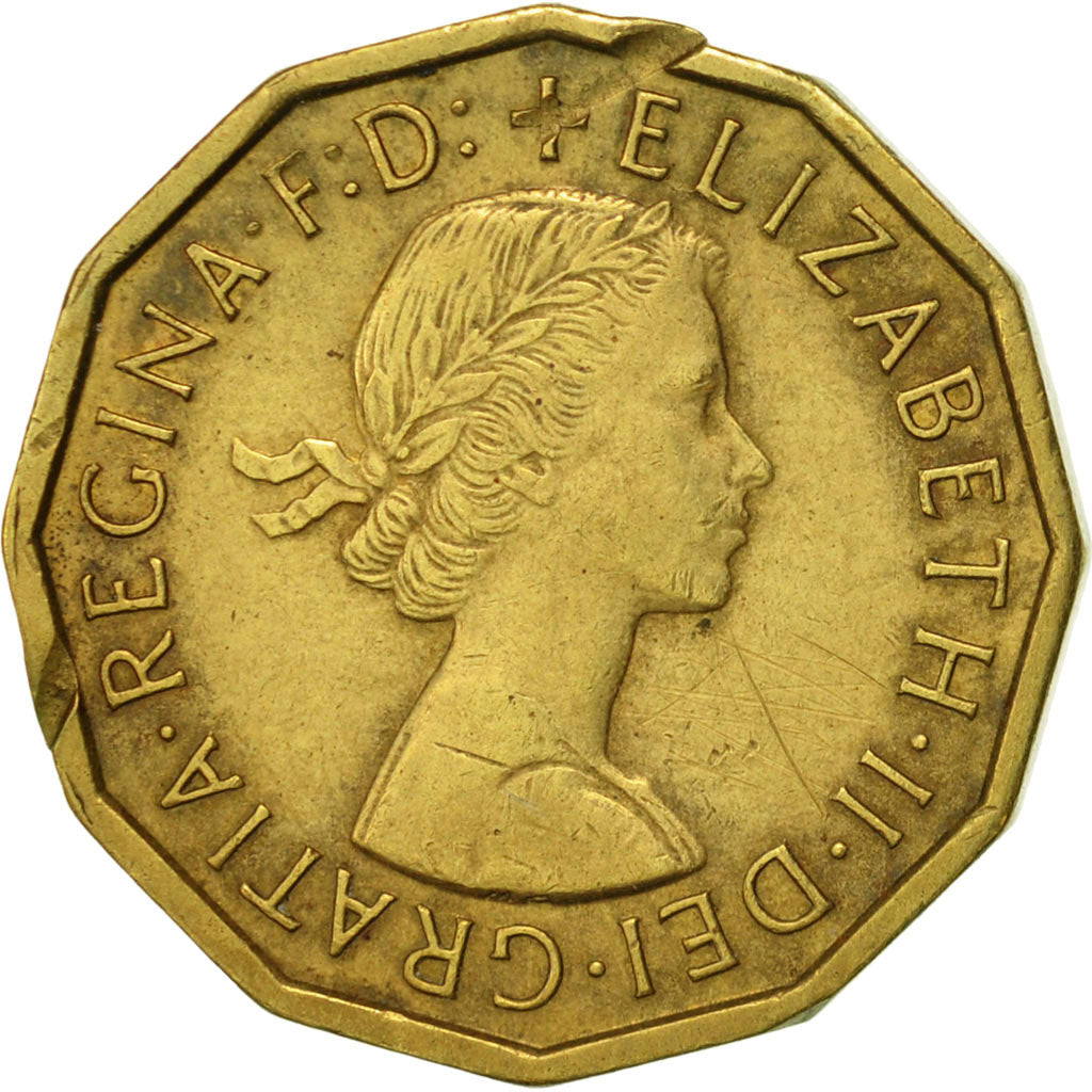 Coin, Great Britain, Elizabeth II, 3 Pence, 1963, AU(50-53), Nickel-brass