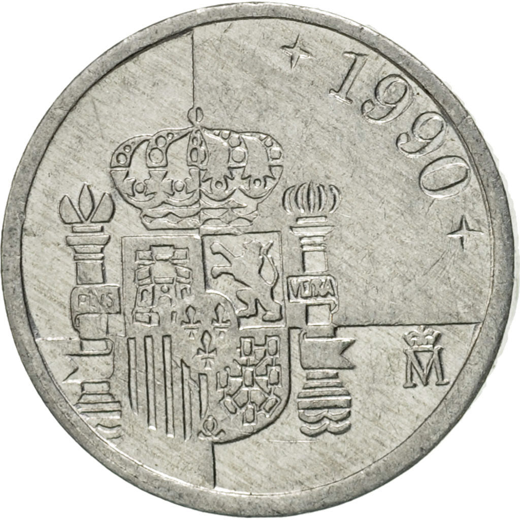 Münze, Spanien, Juan Carlos I, Peseta, 1990, VZ, Aluminium, KM:832