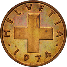 Coin, Switzerland, Rappen, 1974, Bern, AU(50-53), Bronze, KM:46