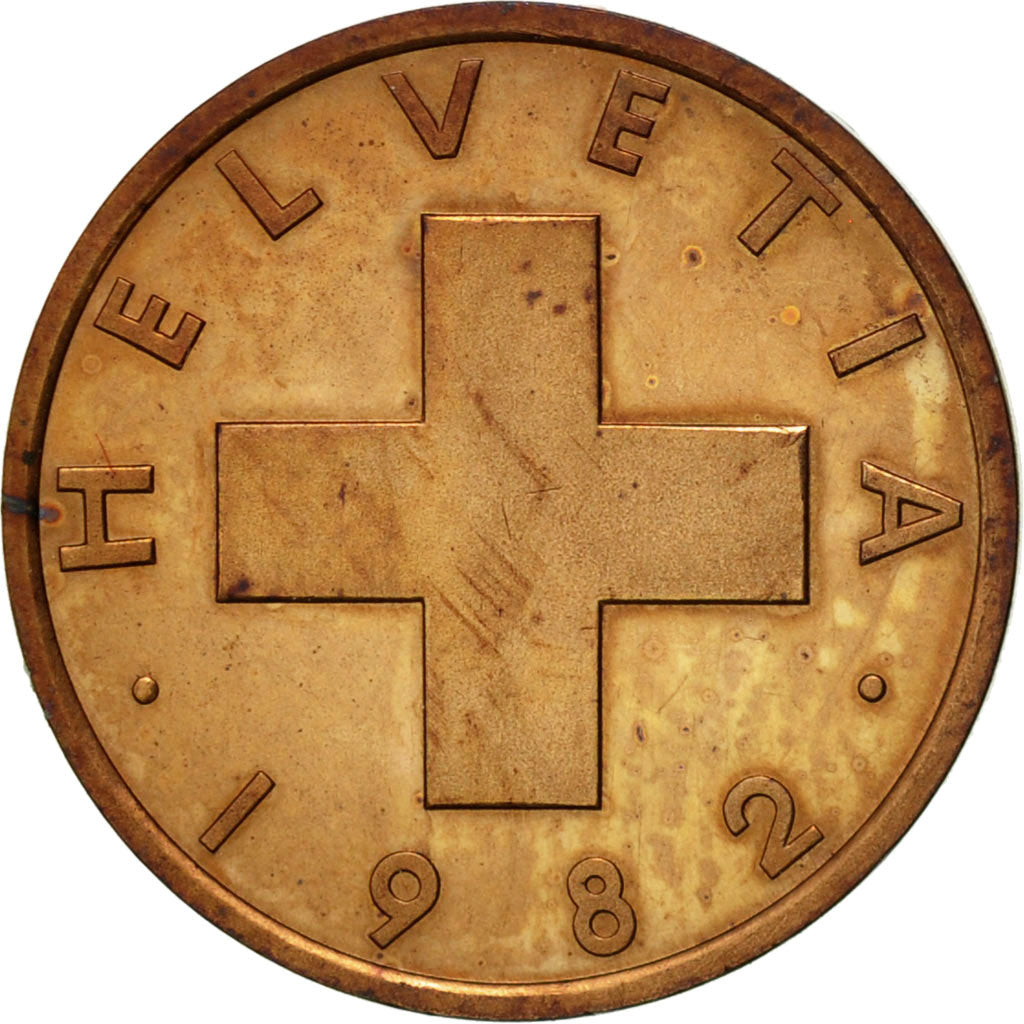 Coin, Switzerland, Rappen, 1982, Bern, AU(50-53), Bronze, KM:46