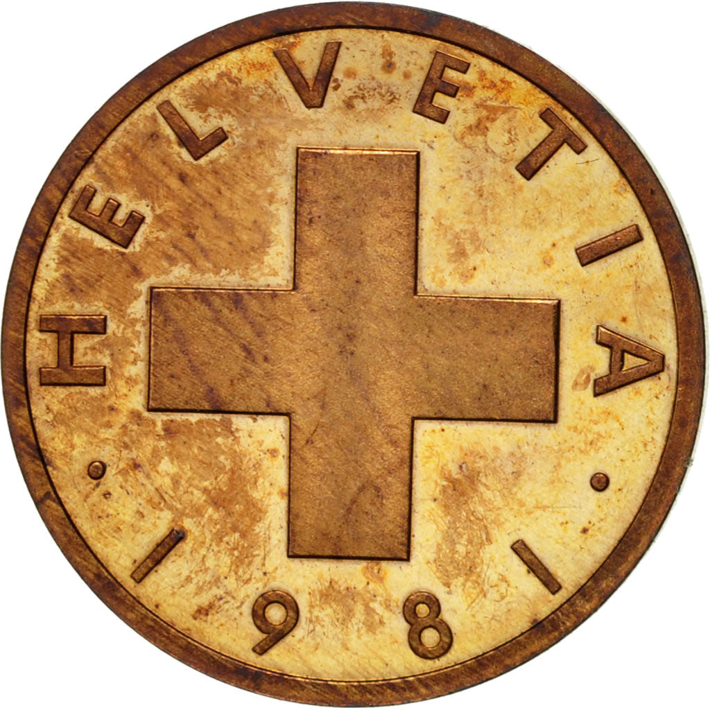 Coin, Switzerland, Rappen, 1981, Bern, AU(50-53), Bronze, KM:46
