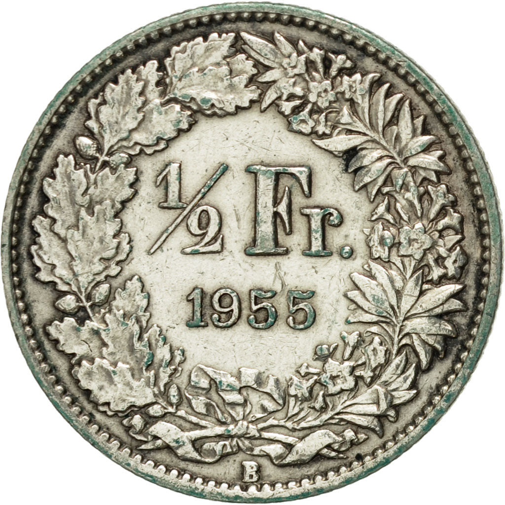 Schweiz, 1/2 Franc, 1955, Bern, SS+, Silber, KM:23