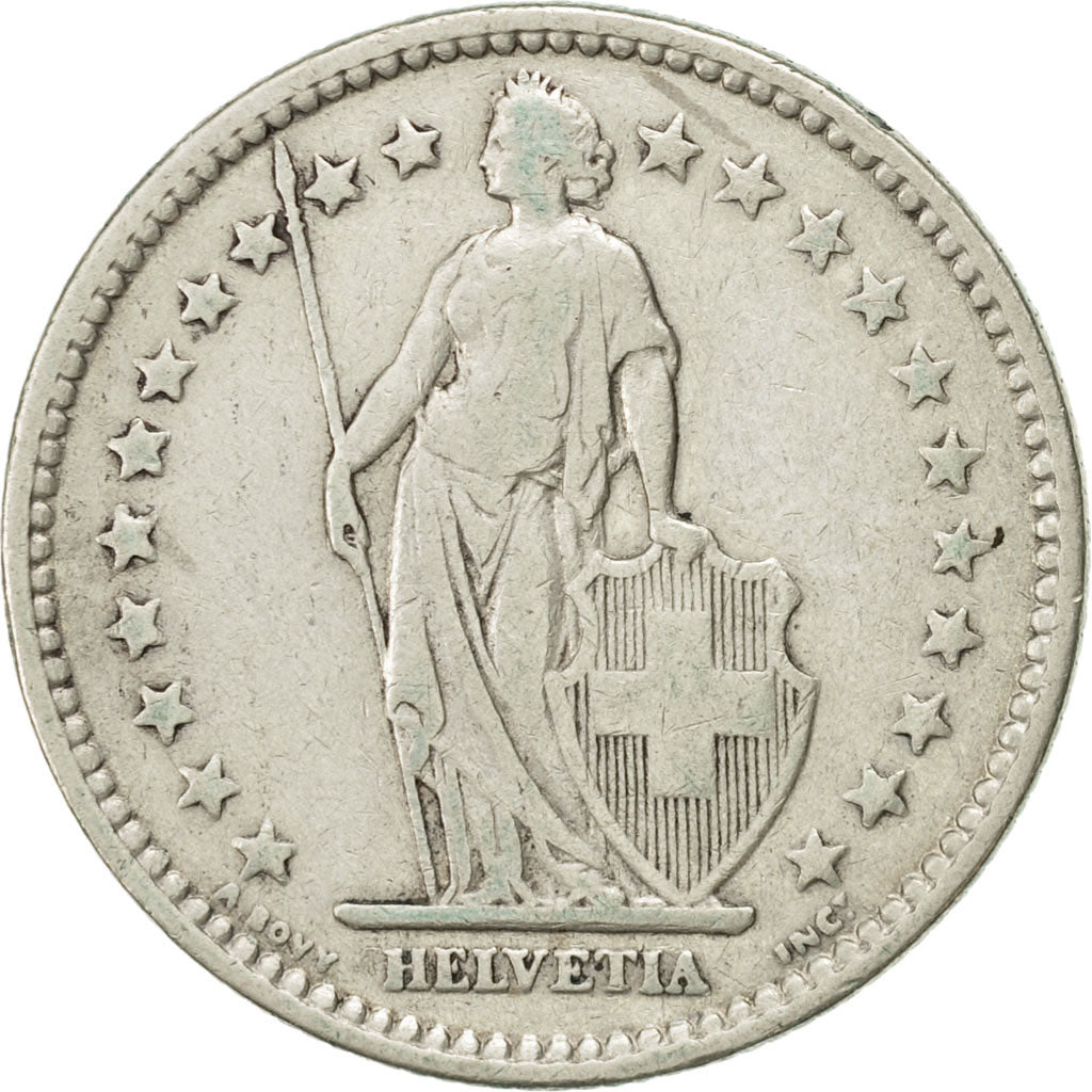 Svizzera, 2 Francs, 1909, Bern, MB+, Argento, KM:21