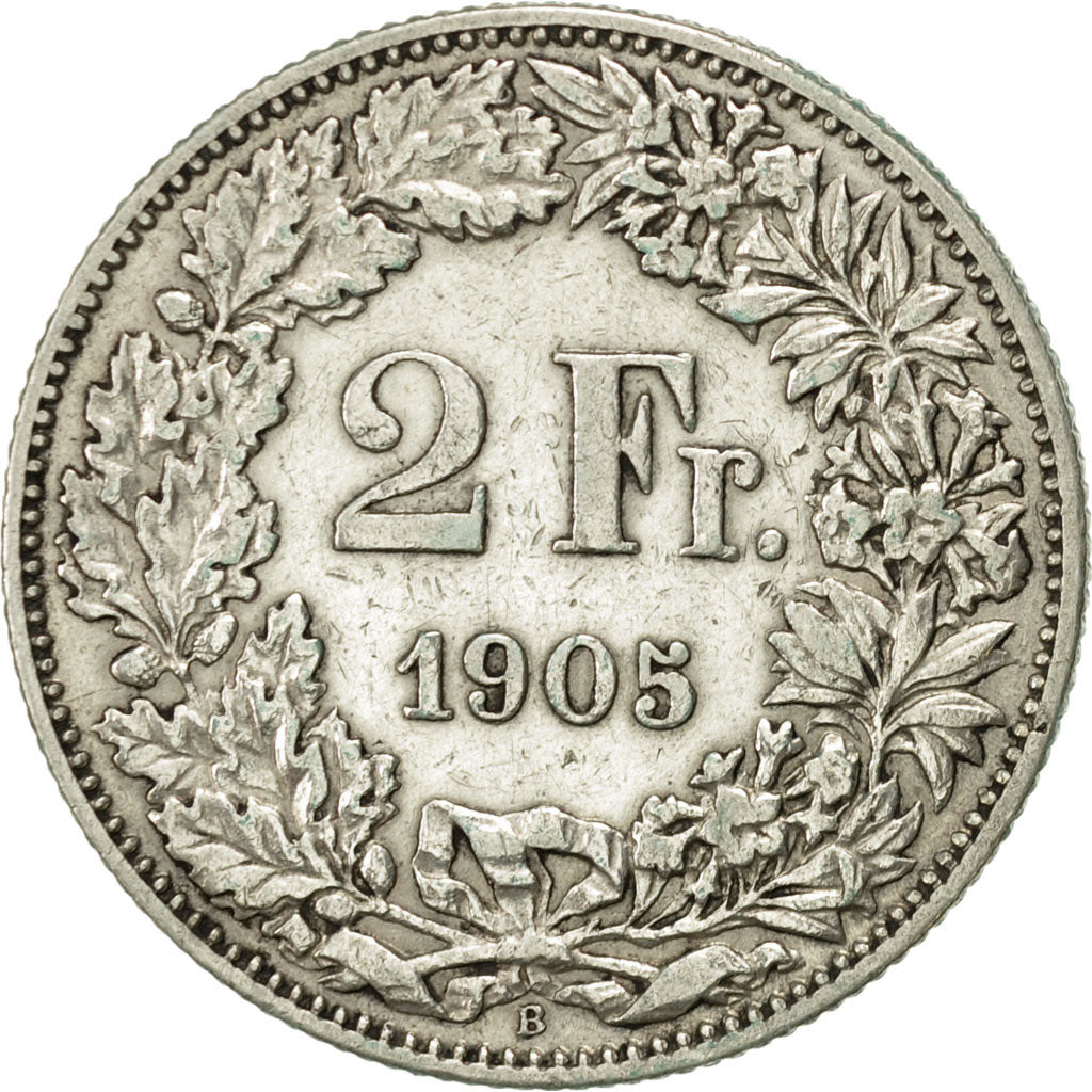 Coin, Switzerland, 2 Francs, 1905, Bern, AU(50-53), Silver, KM:21