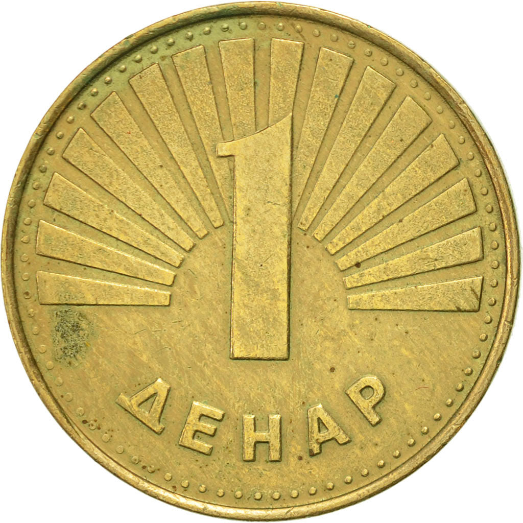 Moneta, Macedonia, Denar, 1997, EF(40-45), Mosiądz, KM:2
