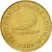 Coin, Macedonia, 2 Denari, 2001, EF(40-45), Brass, KM:3