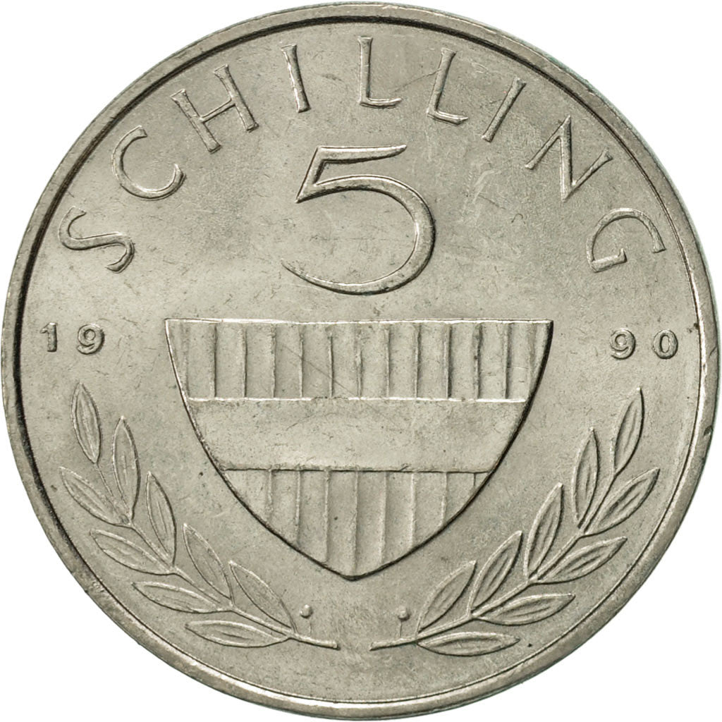 Coin, Austria, 5 Schilling, 1990, AU(55-58), Copper-nickel, KM:2889a