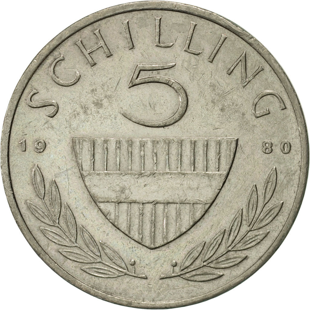 Coin, Austria, 5 Schilling, 1980, AU(55-58), Copper-nickel, KM:2889a