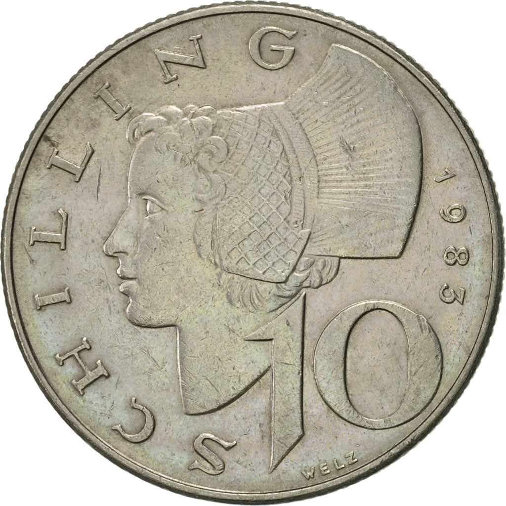 Coin, Austria, 10 Schilling, 1983, AU(55-58), Copper-Nickel Plated Nickel