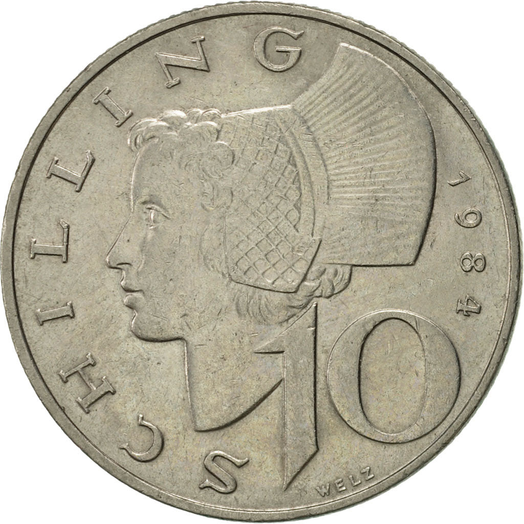 Coin, Austria, 10 Schilling, 1984, AU(55-58), Copper-Nickel Plated Nickel