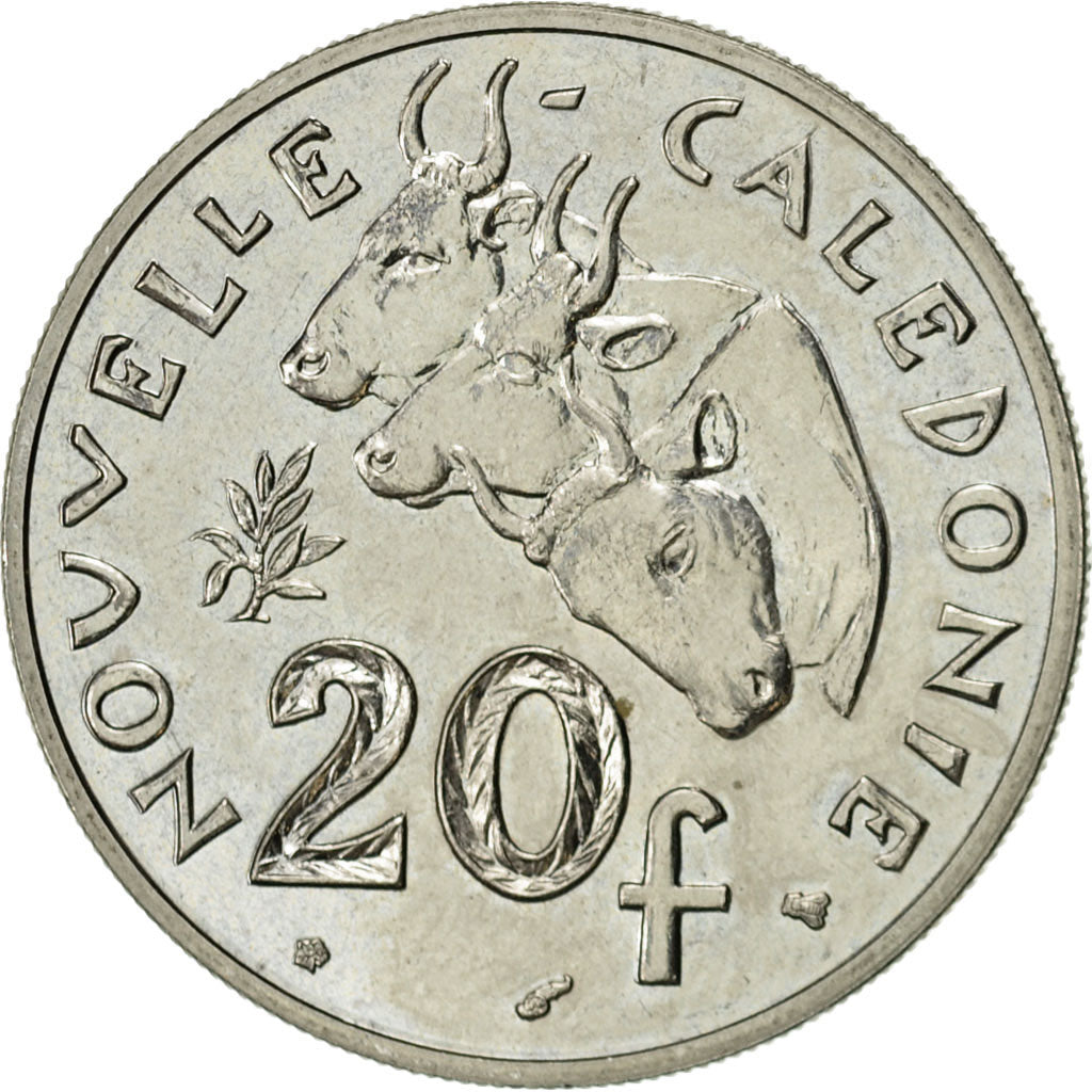 Coin, New Caledonia, 20 Francs, 1996, Paris, AU(55-58), Nickel, KM:12