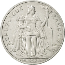 Coin, New Caledonia, 5 Francs, 1992, Paris, AU(55-58), Aluminum, KM:16
