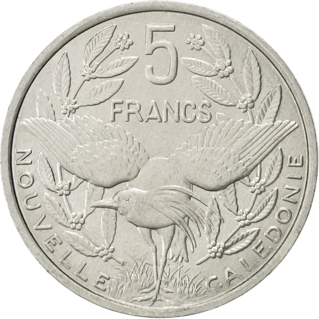 Coin, New Caledonia, 5 Francs, 1992, Paris, AU(55-58), Aluminum, KM:16
