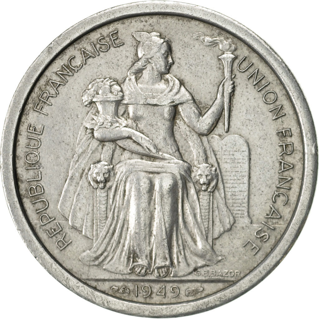 Münze, Neukaledonien, 2 Francs, 1949, Paris, SS+, Aluminium, KM:3