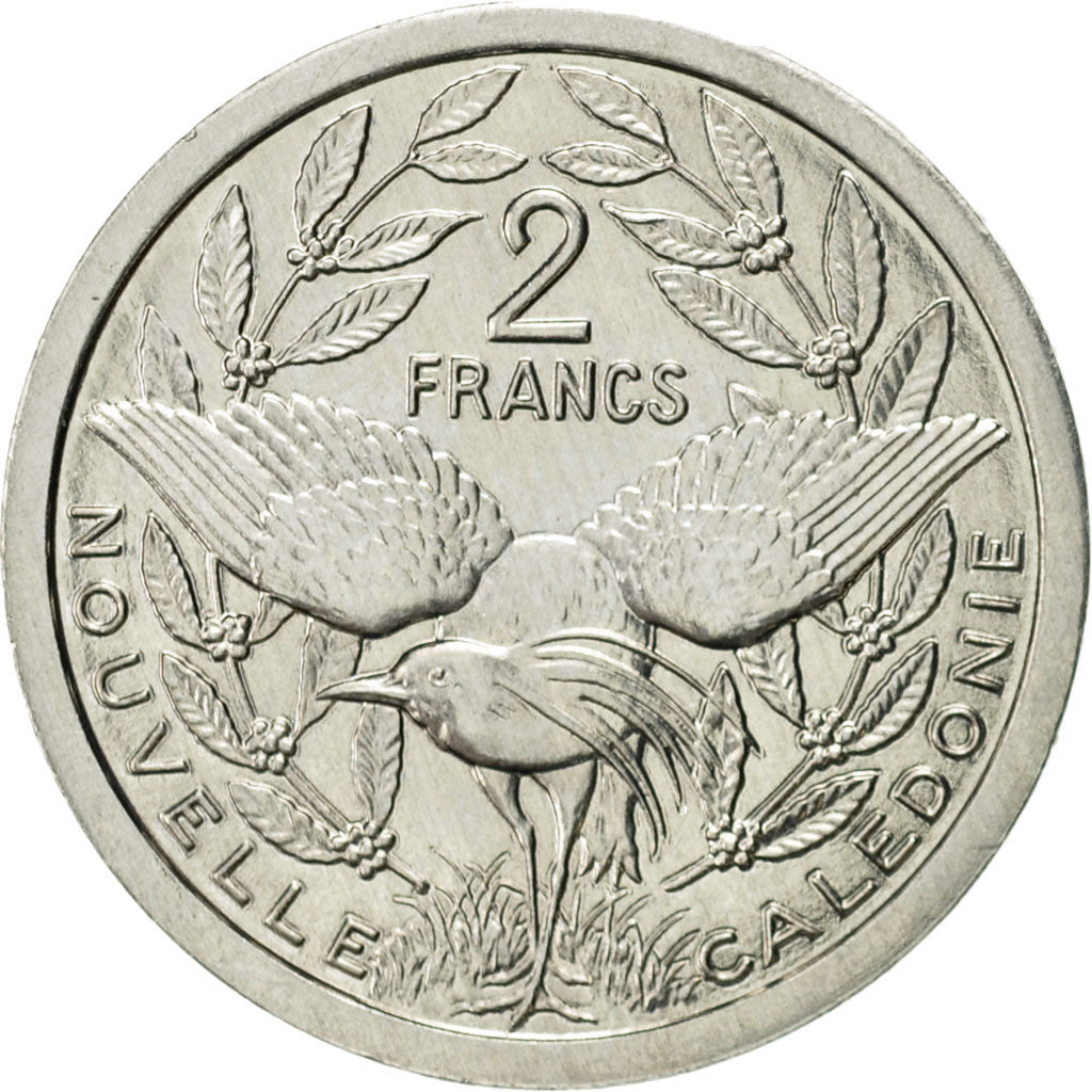 Coin, New Caledonia, 2 Francs, 1990, Paris, AU(55-58), Aluminum, KM:14