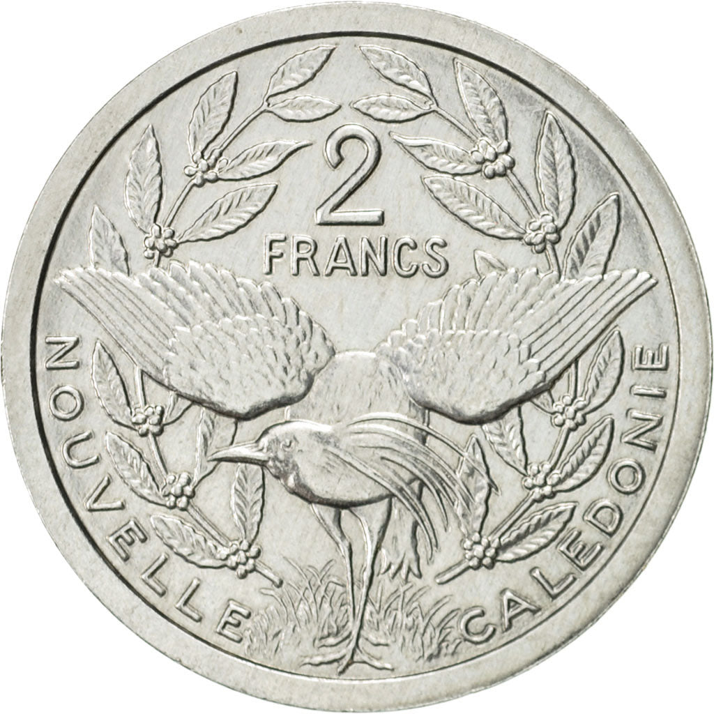 Coin, New Caledonia, 2 Francs, 1996, Paris, AU(55-58), Aluminum, KM:14