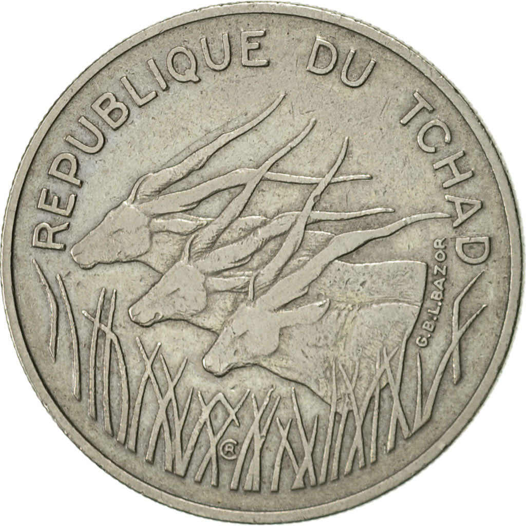 Ciad, 100 Francs, 1972, Paris, BB+, Nichel, KM:2