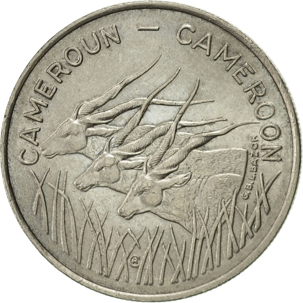 Cameroon, 100 Francs, 1975, Paris, AU(55-58), Nickel, KM:17