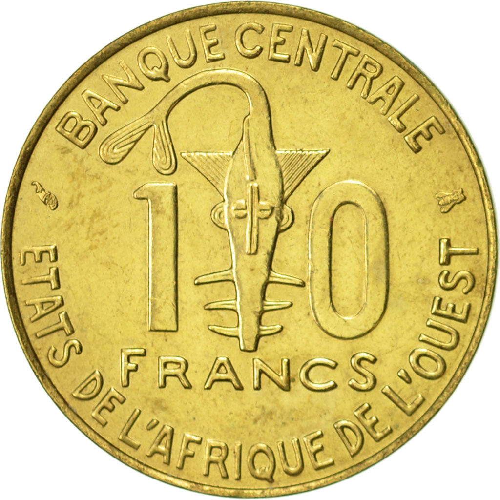 Coin, West African States, 10 Francs, 1996, Paris, AU(50-53), Aluminum-Bronze