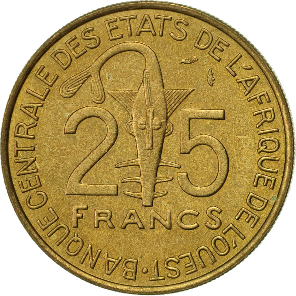 West African States, 25 Francs, 1991, Paris, EF(40-45), Aluminum-Bronze, KM:9