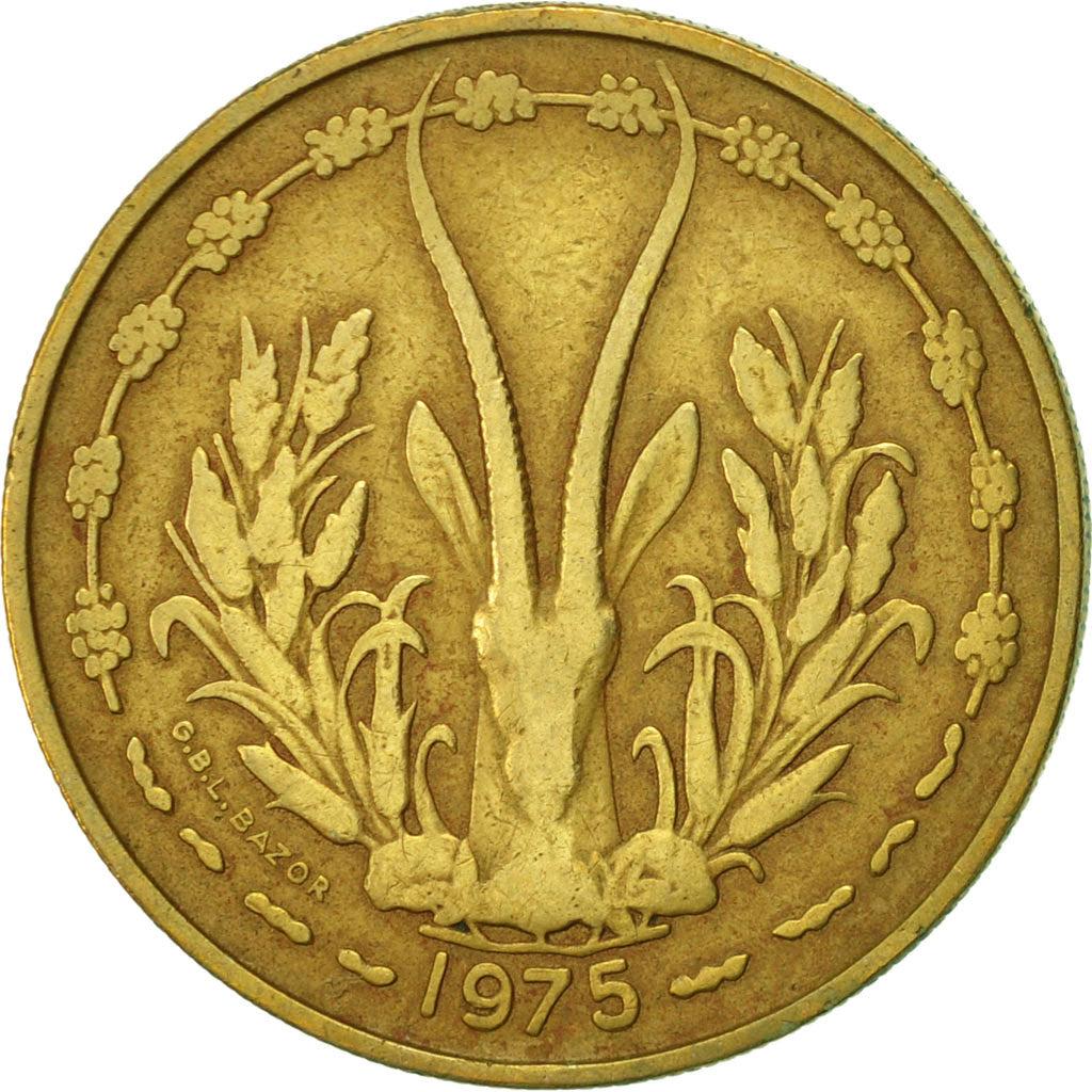 Coin, West African States, 25 Francs, 1975, Paris, EF(40-45), Aluminum-Bronze