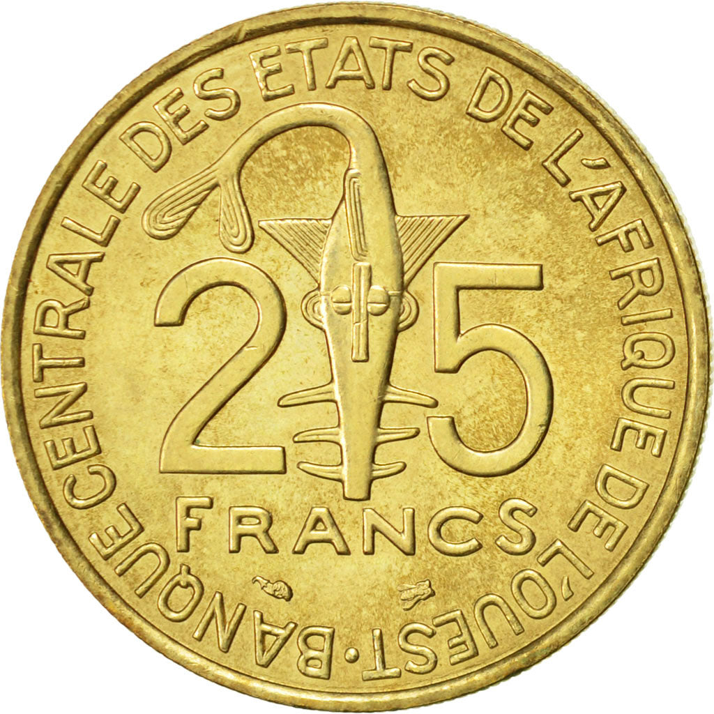 Moneda, Estados del África Occidental, 25 Francs, 1997, Paris, MBC+, Aluminio -