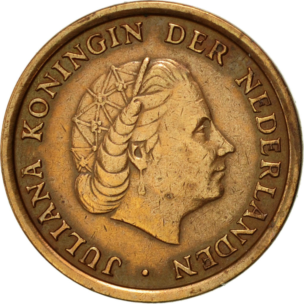 Coin, Netherlands, Juliana, Cent, 1958, AU(50-53), Bronze, KM:180