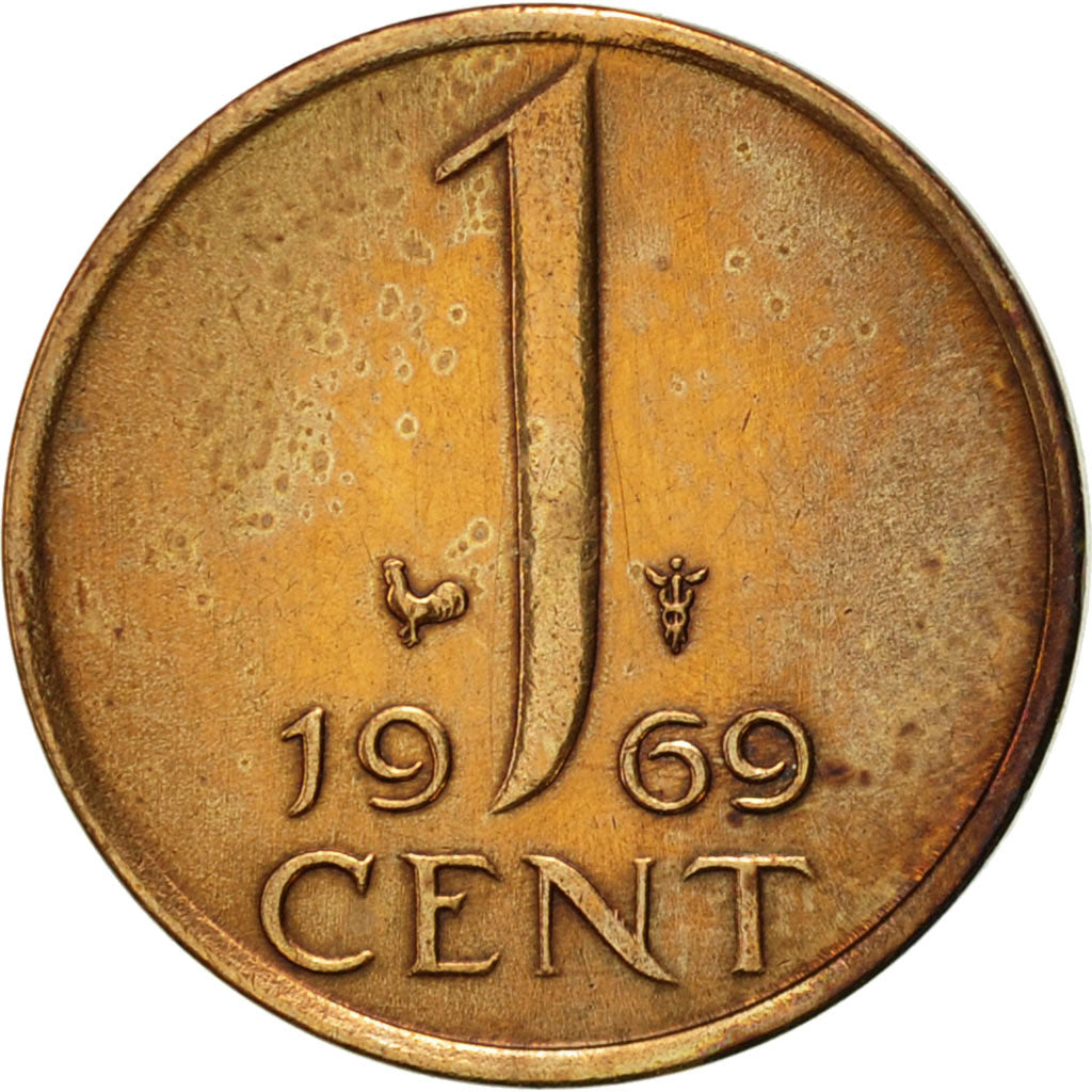 Coin, Netherlands, Juliana, Cent, 1969, AU(50-53), Bronze, KM:180